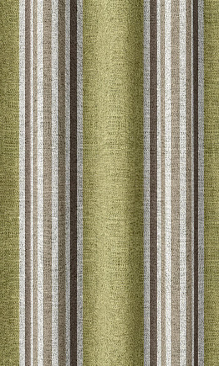 Striped Home Décor Fabric By the Metre (Chartreuse Green/ Brown)