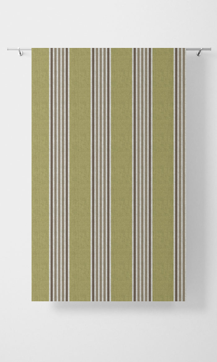 Striped Home Textile Fabric Material By the Metre (Chartreuse Green/ Brown)