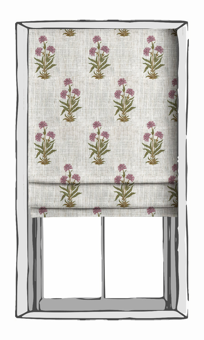 Floral Window Treatments Fabric By the Metre (White/ Pink/ Green)