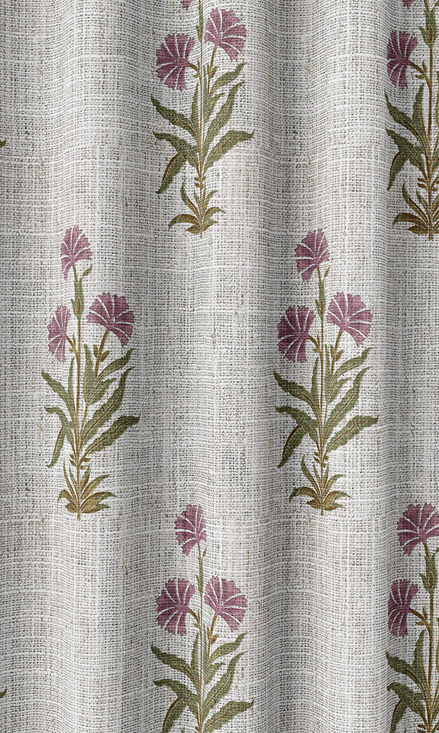 Floral Home Textile Fabric Material By the Metre (White/ Pink/ Green)