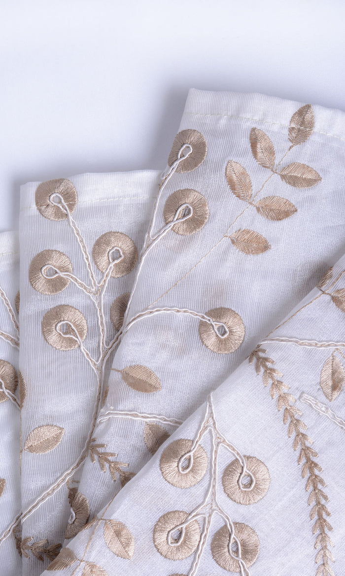 Nature Inspired Sheer Drapes (White/ Golden Beige) Extra Long Short Wide