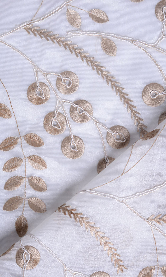 Nature Inspired Sheer Made-to-Measure Curtains (White/ Golden Beige)