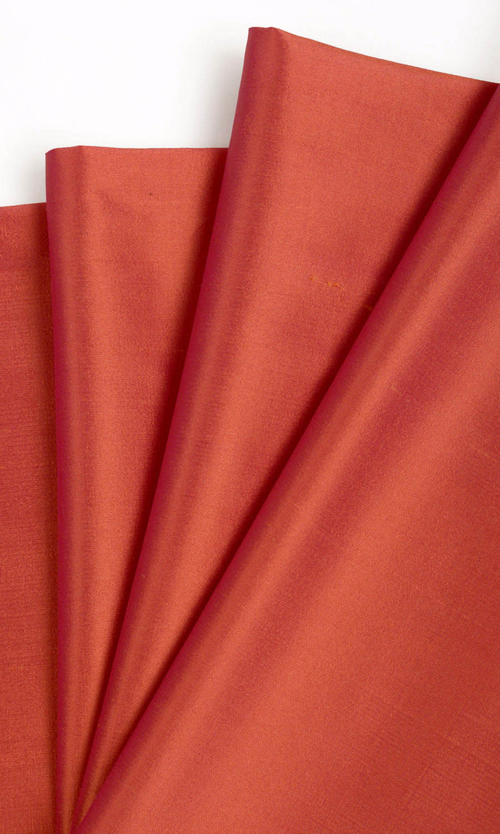 Shantung Silk Pinch Pleat, Rod Pocket, Eyelet Curtains (Brick Orange/ Red)