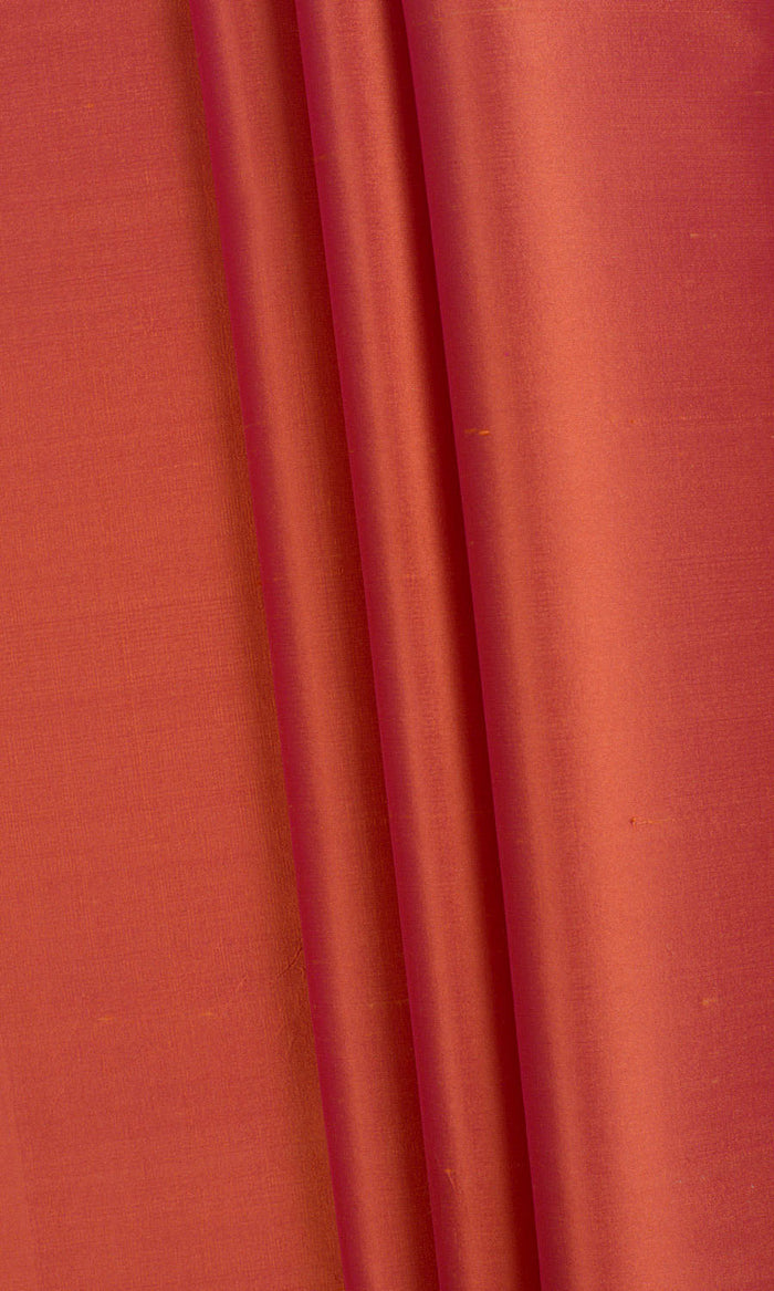 Shantung Silk Made-to-Measure Curtains (Brick Orange/ Red)