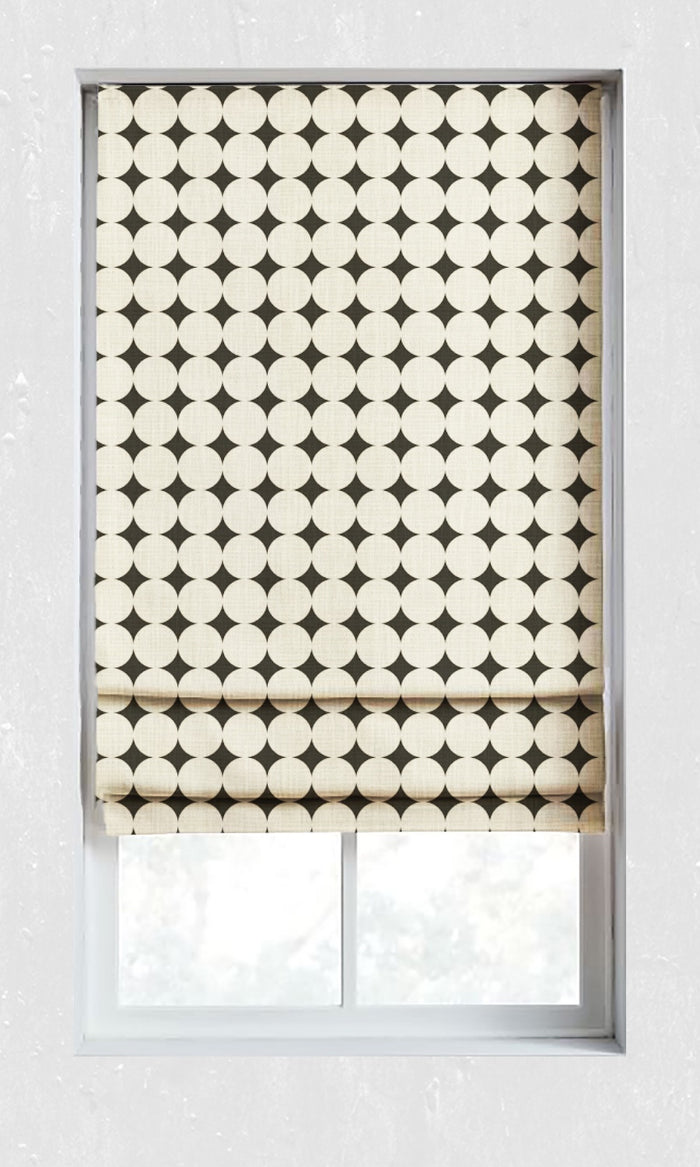Print Curtain Panels for Living, Bedroom, Kitchen, Bathroom (Black/ Ivory)