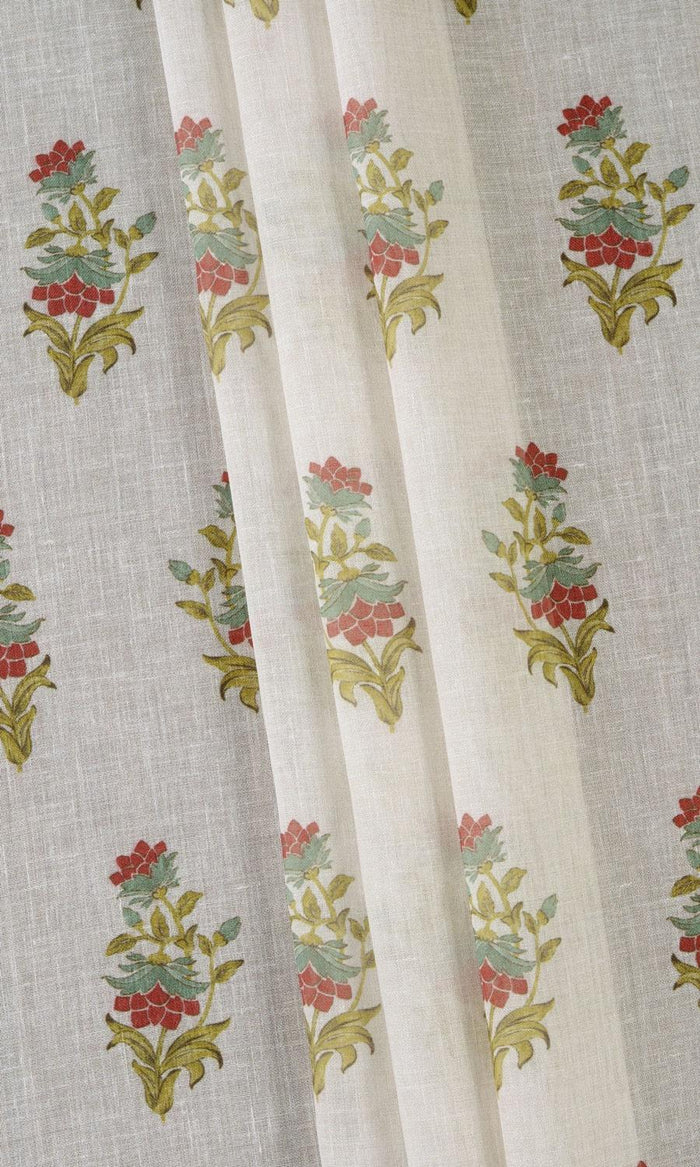 Sheer Floral Home Textile Fabric Material By the Metre (Cream/ Red/ Blue)