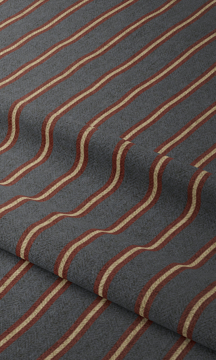 Modern Striped Fabric Material By the Metre (Grey & Red)