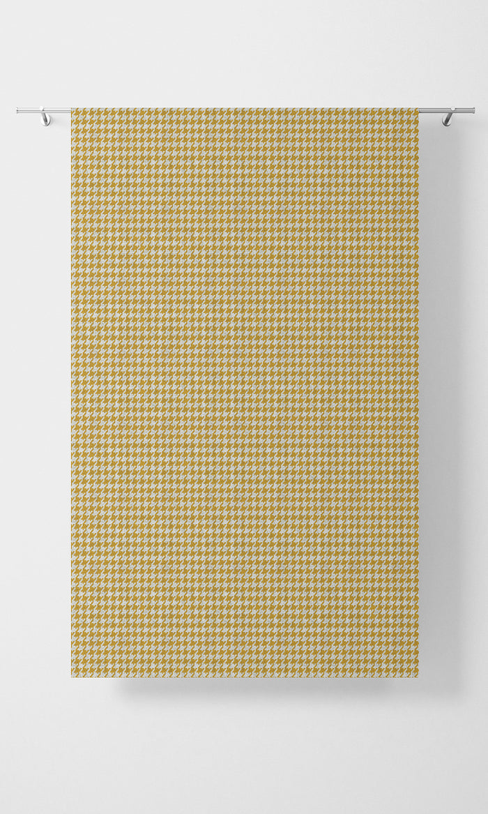 Houndstooth Home Textile Fabric Material By the Metre (Deep Yellow/ White)