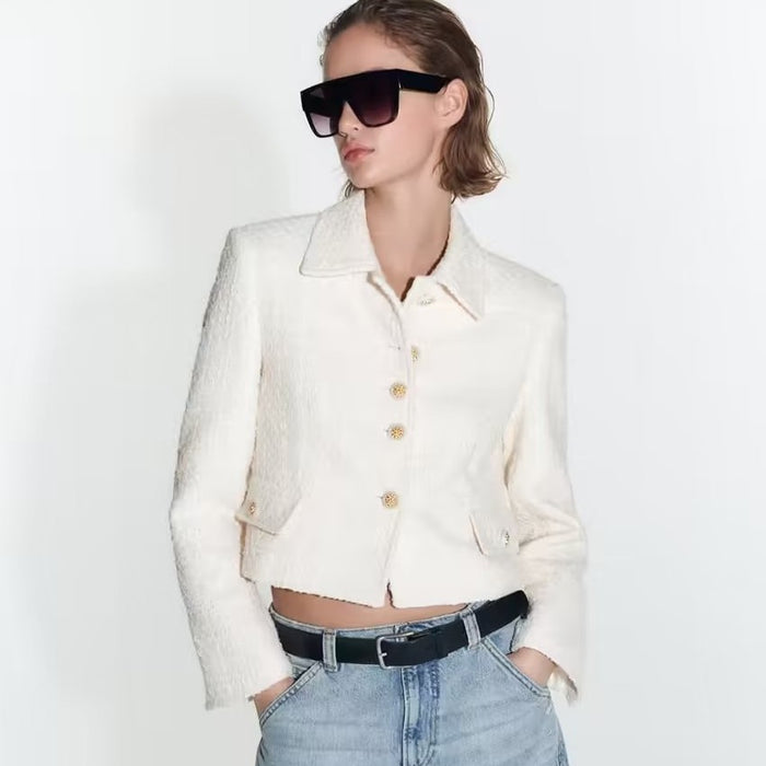 Textured Short Blazer.