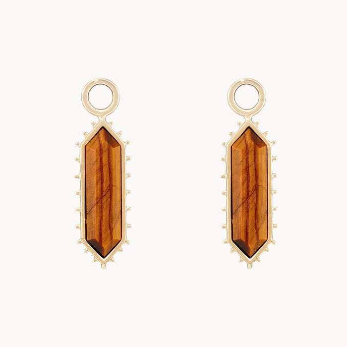 The Goddess Tiger's Eye Earring Charm in 10k yellow gold with tigers eye gemstone
