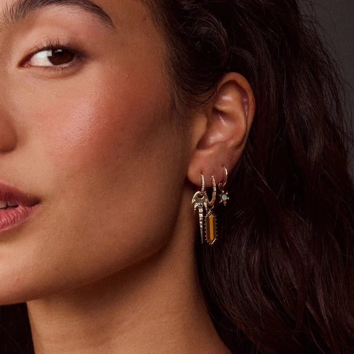 the goddess tiger’s eye earring charm - 10k yellow gold, tigers eye gemstone