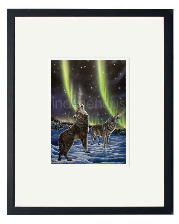 The Howling Pair Wall Art by Ronnie Simon |  Indigenous Art Print Canada
