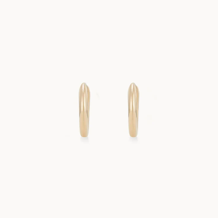 The Small Perfect Everyday Hoop in 14k yellow gold hoop, alternate angle detail view 2