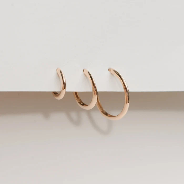 The Small Perfect Everyday Hoop in 14k yellow gold hoop, alternate angle detail view 4