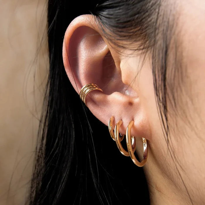 The Small Perfect Everyday Hoop in 14k yellow gold hoop, alternate angle detail view 5