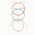 the wanderer's cord anklet trio - sterling silver, braided cord