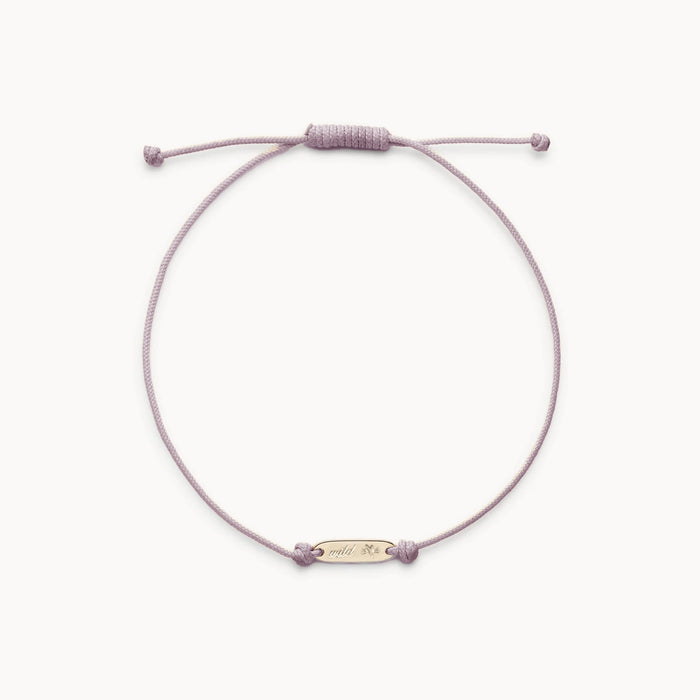 The Wild Heart Cord Bracelet in 10k yellow gold with lavender cord