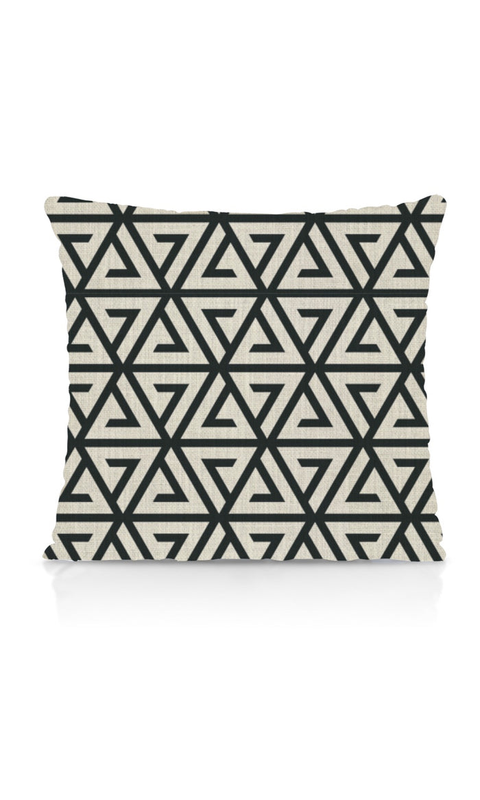 Geometrical Patterned Home Textile Fabric Material By the Metre (Black/ Ivory)