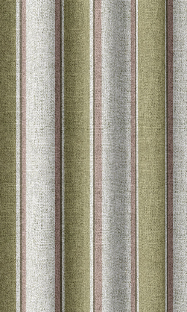 Striped Pinch Pleat, Rod Pocket, Eyelet Curtains (Green/ Pink/ White)