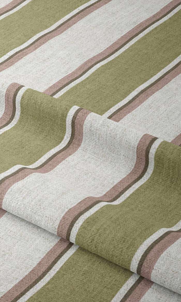 Striped Curtains (Green/ Pink/ White) Extra Long Short Wide