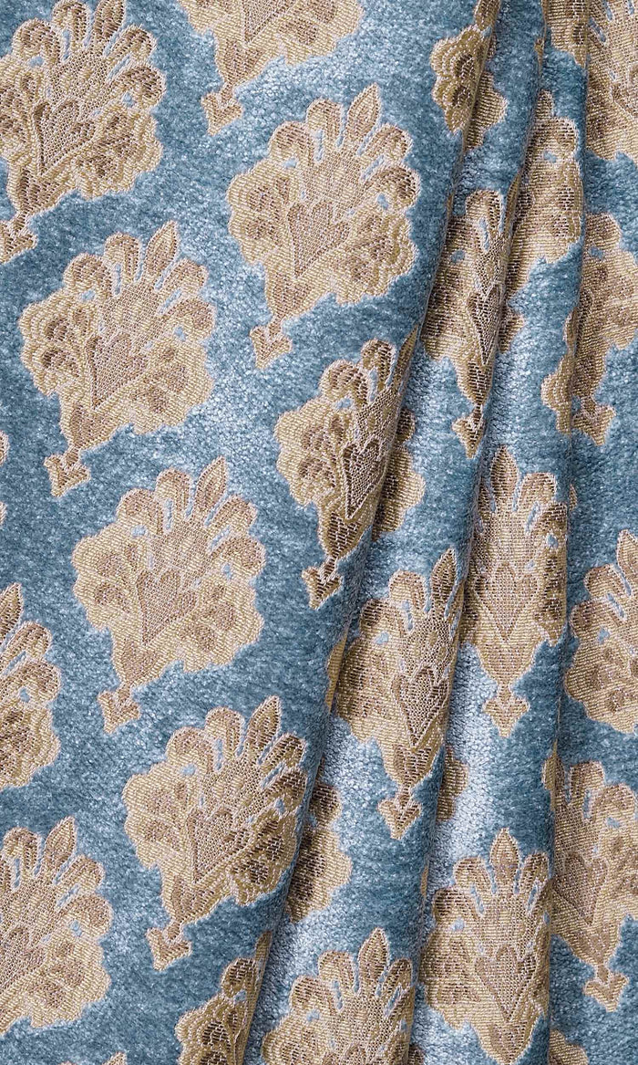 Floral Velvet Drapes for Living, Bedroom, Kitchen, Bathroom (Beige/ Brown/ Blue)