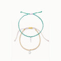tidal treasures braided anklet duo - sterling silver, braided cord on white background
