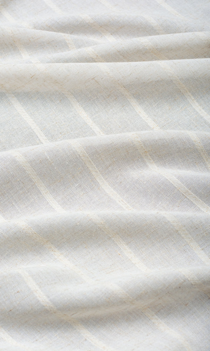 Striped Sheer Fabric By the Metre for Curtains & Drapes (Cream/ Ivory)