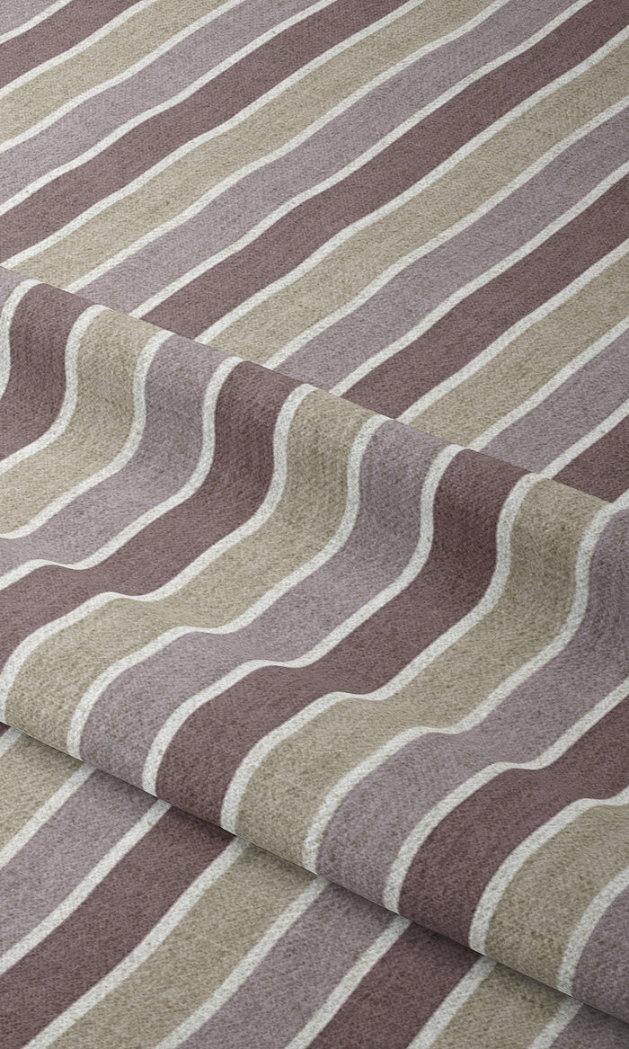 Striped Print Pinch Pleat, Rod Pocket, Eyelet Curtains (Lavender/ Beige)