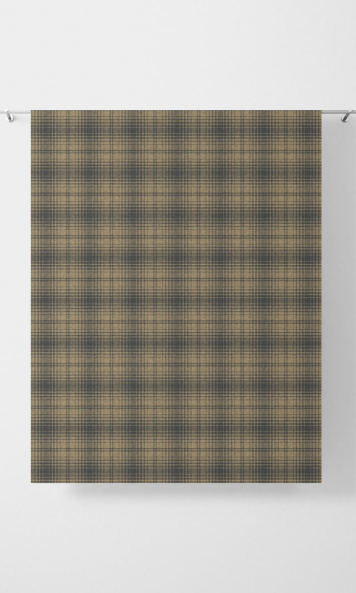 Plaid Drapery (Yellow & Navy Blue/Grey)