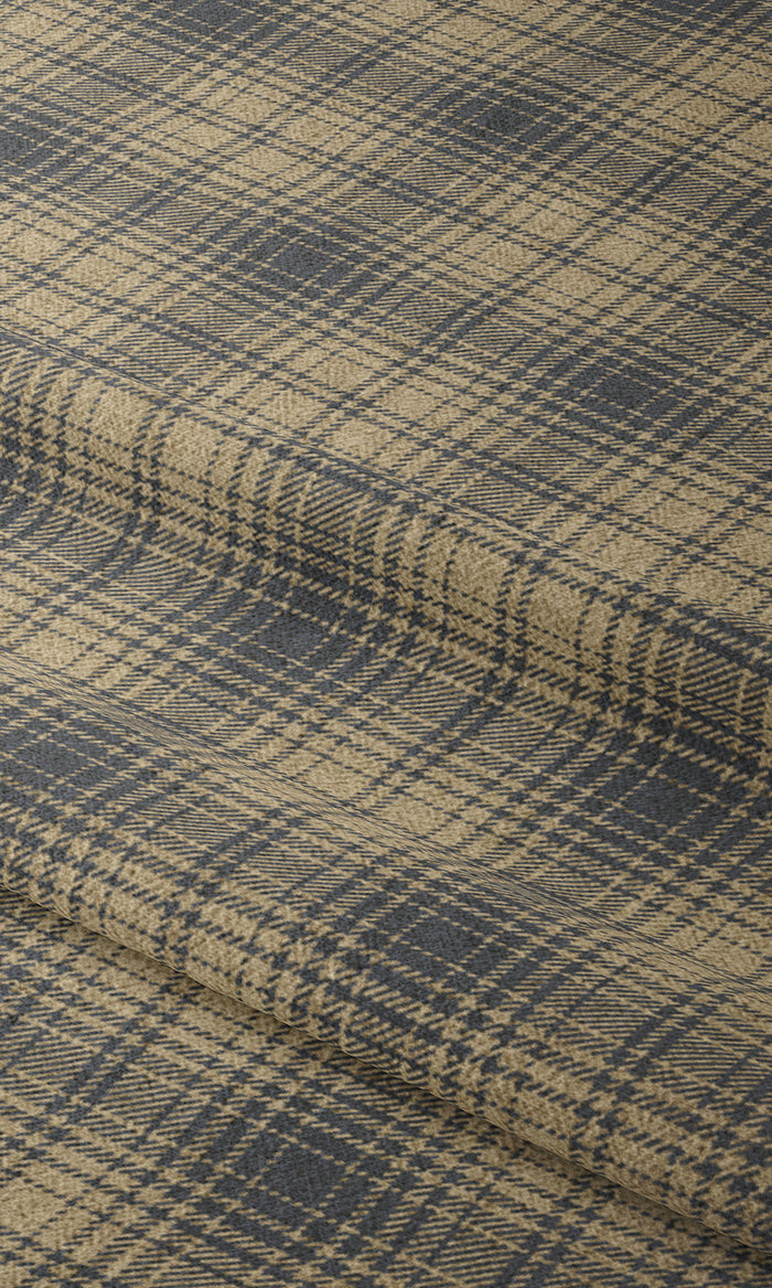 Plaid Drapery (Yellow & Navy Blue/Grey) Extra Long Short Wide