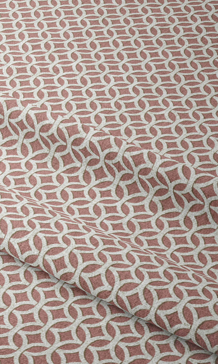Geometric Print Curtains (Pink/ White)