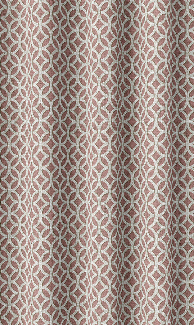 Geometric Print Pinch Pleat, Rod Pocket, Eyelet Curtains (Pink/ White)