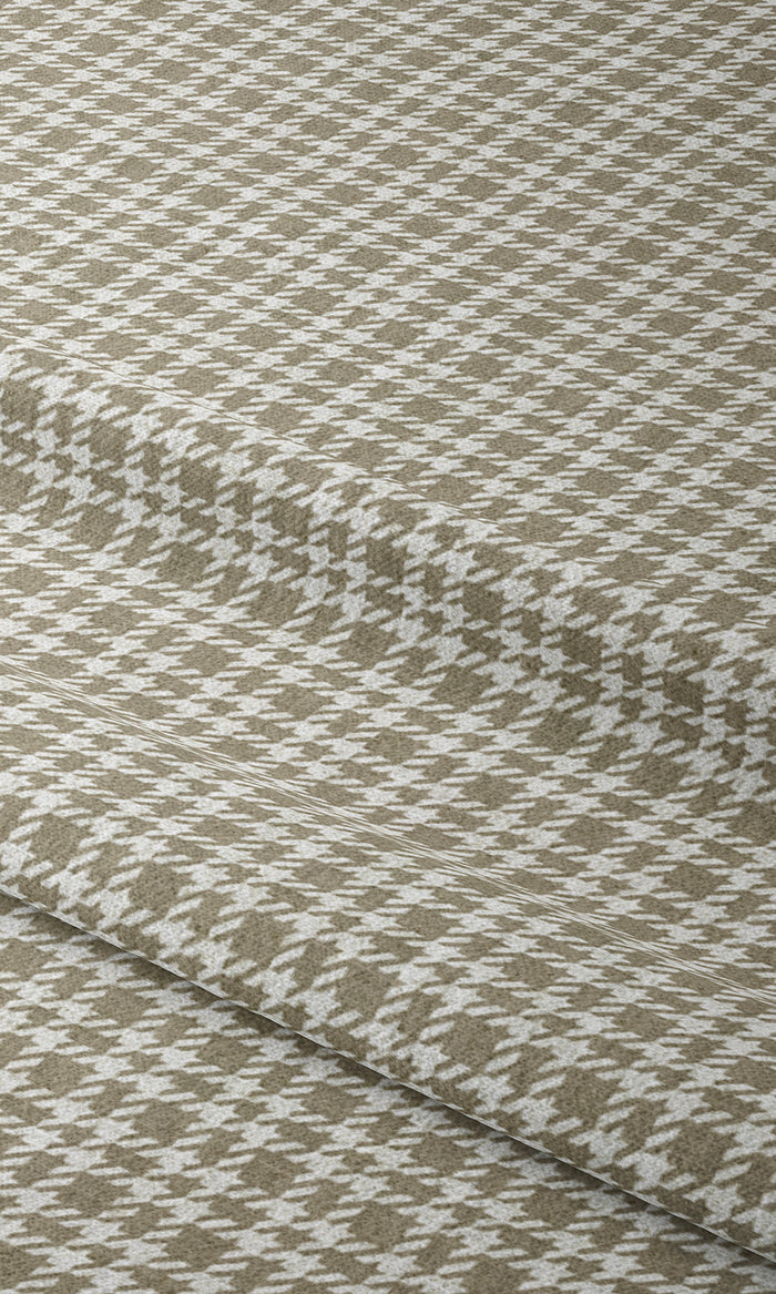 Modern Check Patterned Home Textile Fabric Material By the Metre (Tan Brown)