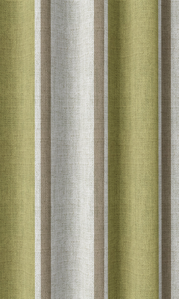 Modern Striped Print Curtains (Green/ Brown)