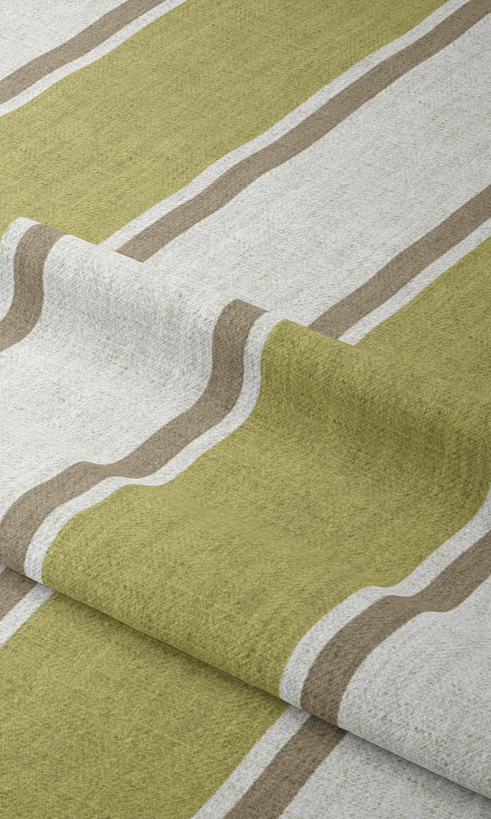 Modern Striped Print Curtains for Living, Bedroom, Kitchen, Bathroom (Green/ Brown)