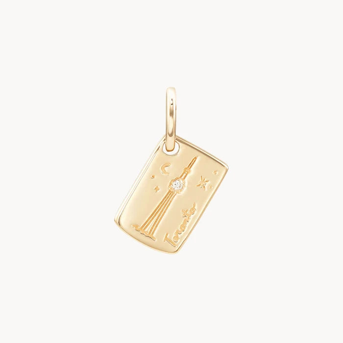 Toronto Postcard Charm in 10k yellow gold with brilliant diamond