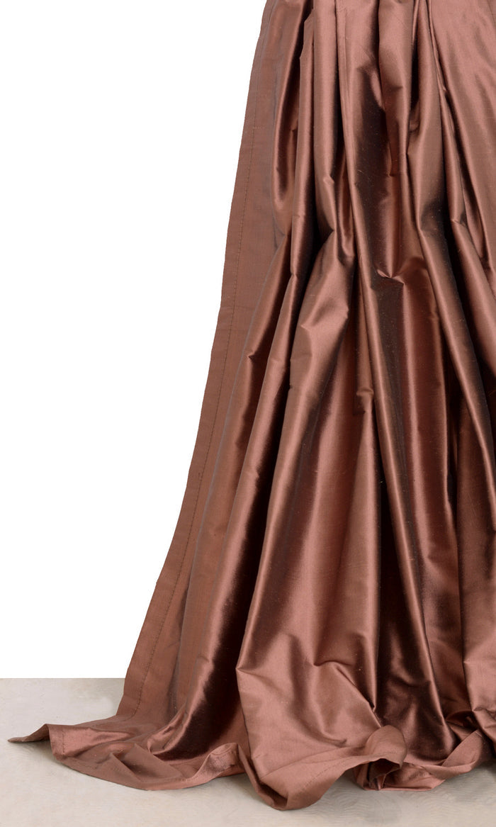 Shantung Silk Curtains for Living, Bedroom, Kitchen, Bathroom (Cognac Red/ Brown)