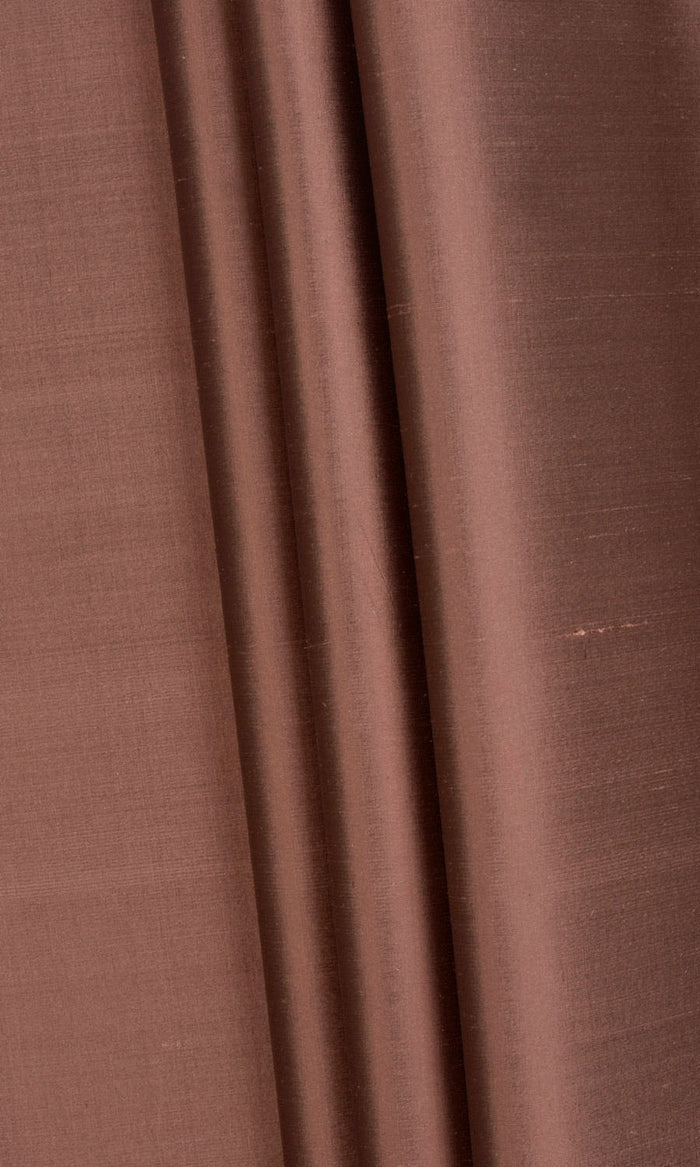 Shantung Silk Any Size Style Curtains (Cognac Red/ Brown)