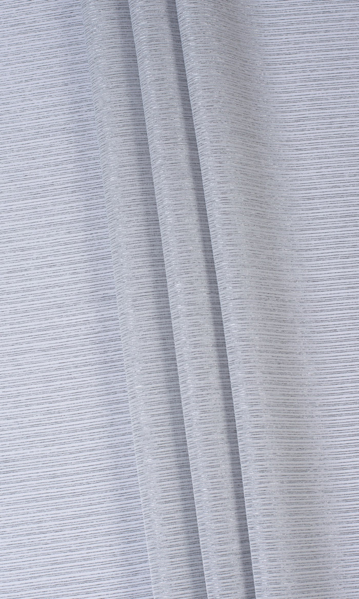 Striped Sheer Window Treatments Fabric By the Metre (Silver Grey)