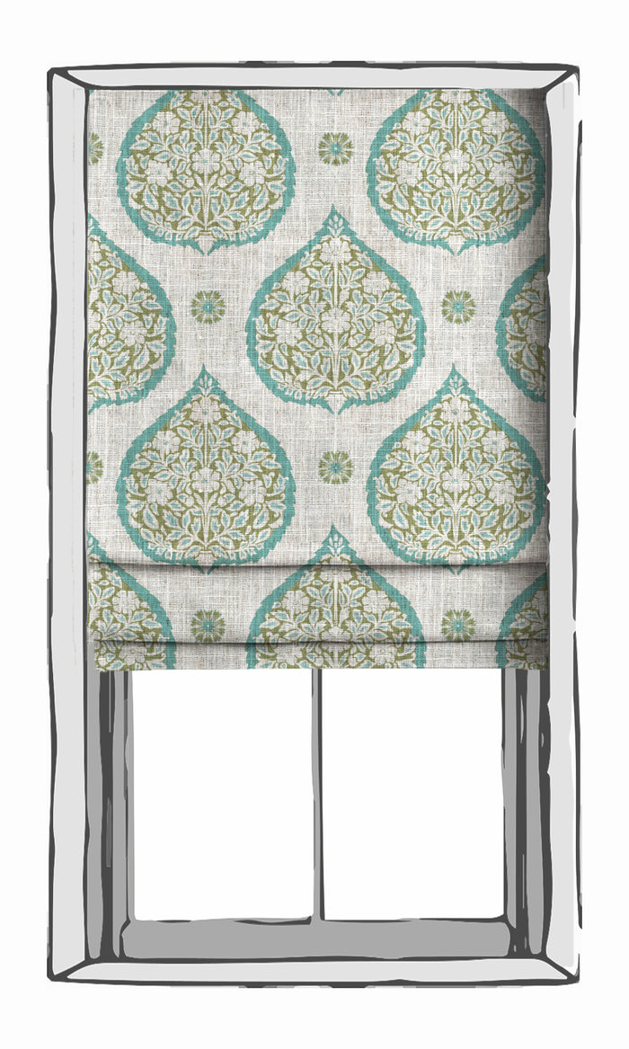 Paisley Curtains for Living, Bedroom, Kitchen, Bathroom (Blue/ Green)