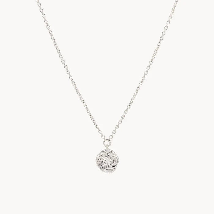 tree of life little coin pendant necklace - sterling silver