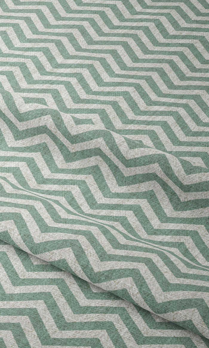 Chevron Print Window Treatments Fabric By the Metre (Duck Egg Blue/ White)