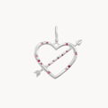 true aim heart & arrow charm - sterling silver, ruby, pink sapphires