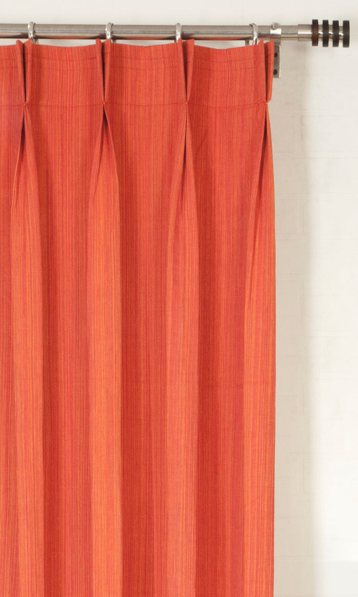 Cotton Pinch Pleat, Rod Pocket, Eyelet Curtains (Orange)