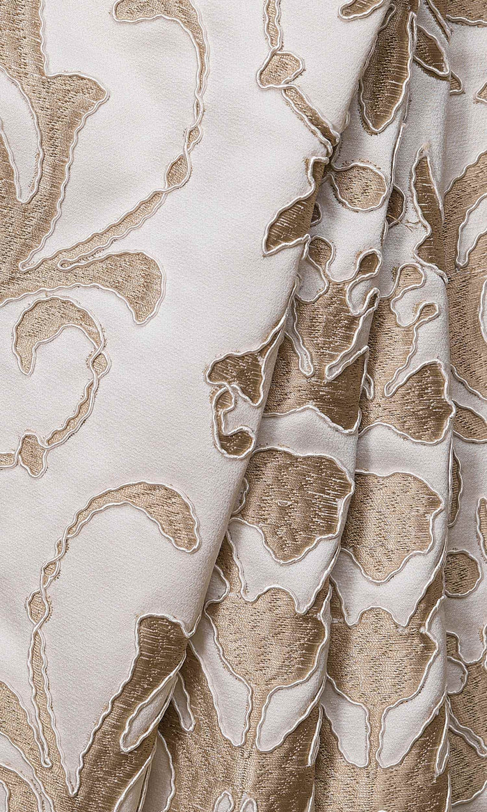 Damask Curtains for Living, Bedroom, Kitchen, Bathroom (Golden/ White)