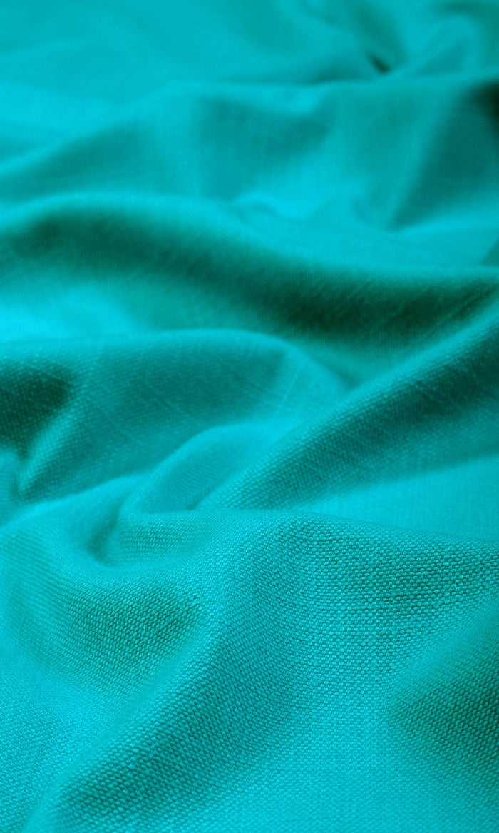 Textured Solid Cotton Drapes for Living, Bedroom, Kitchen, Bathroom (Turquoise Blue)