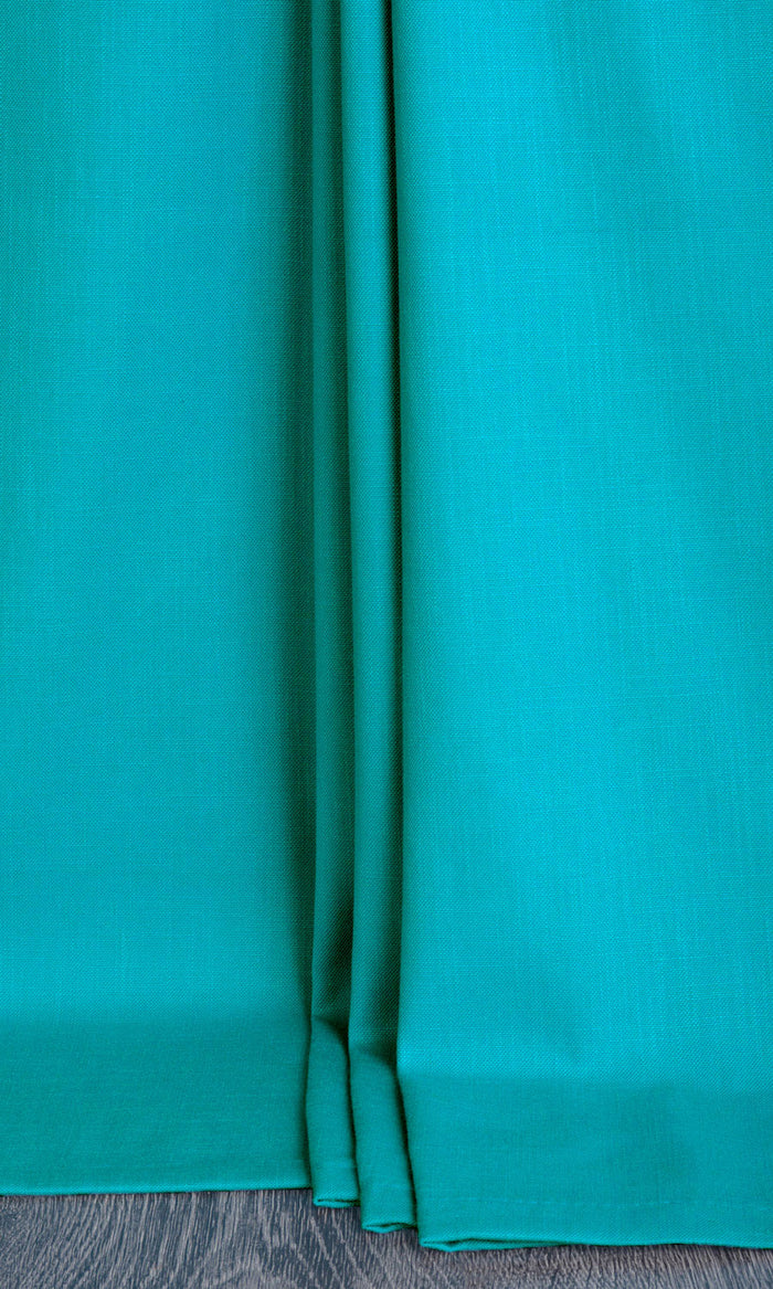 Textured Solid Cotton Pinch Pleat, Rod Pocket, Eyelet Curtains (Turquoise Blue)