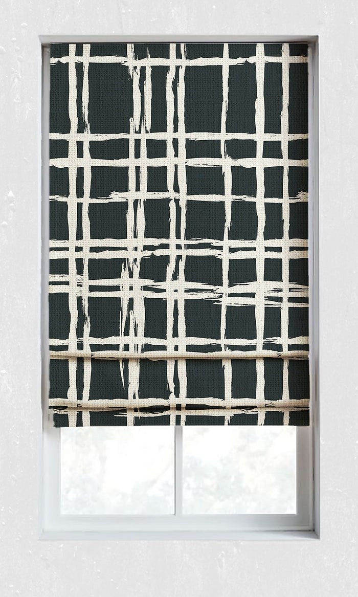 Geometrical Patterned Drapes for Living, Bedroom, Kitchen, Bathroom (Black/ Ivory)