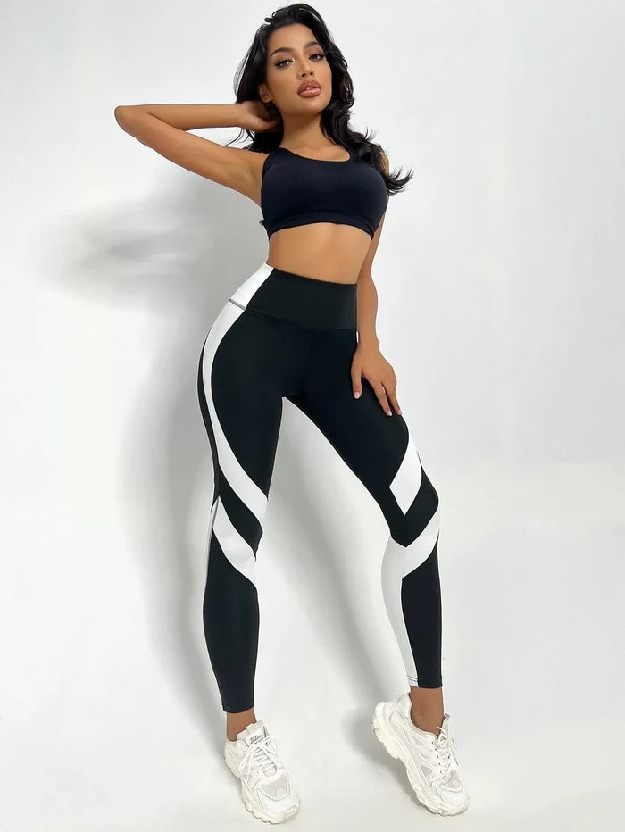Two-Tone Tummy Control Yoga Leggings | Sports Tights | SheRoar