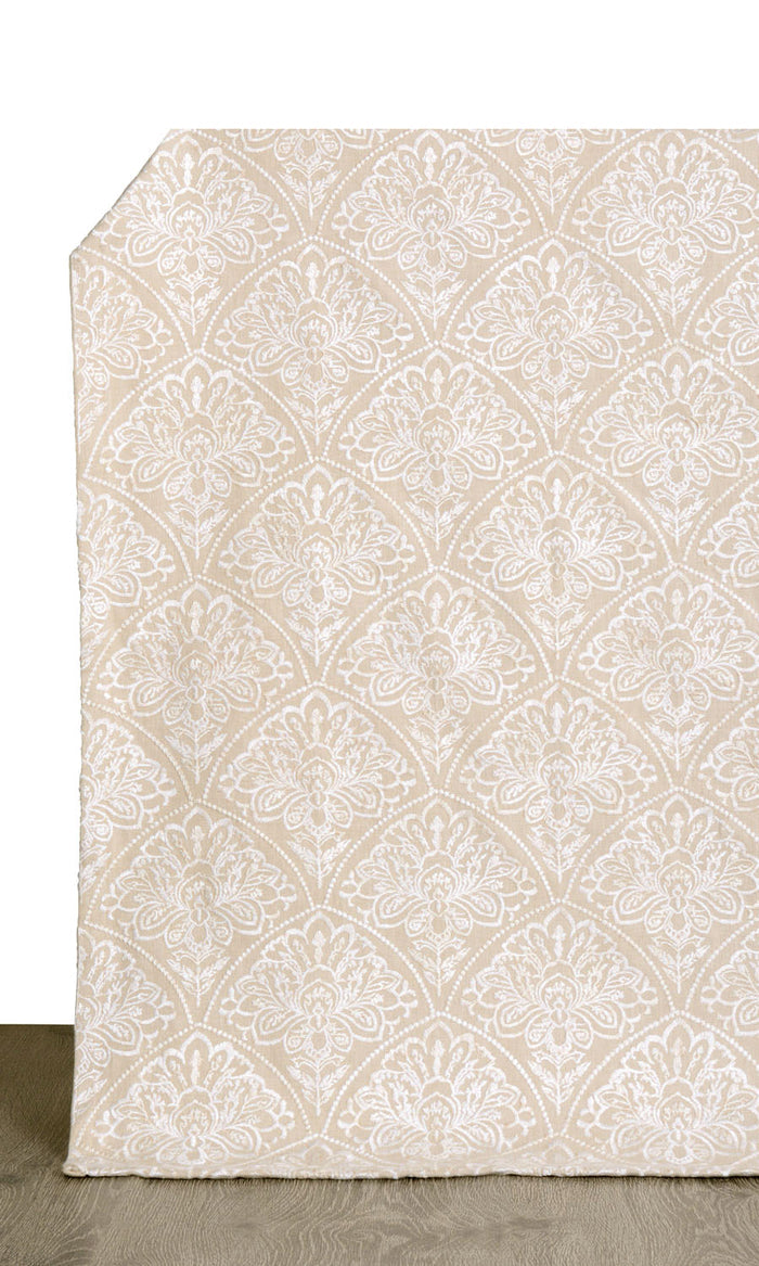 Embroidered Drapes for Living, Bedroom, Kitchen, Bathroom (Oatmeal Beige/ White)